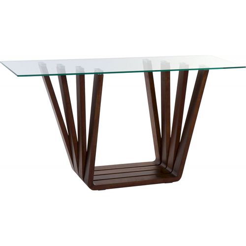 Console Élégance Verre Et Noyer Pour Salon Chic