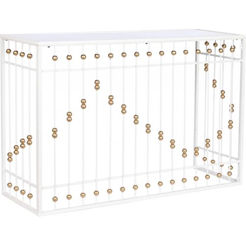 Console Élégance Métal Blanc Et Touche Dorée