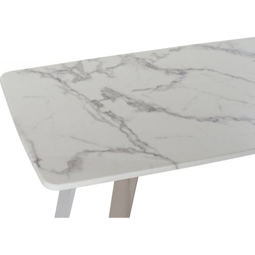 Console Élégante Marbre Blanc Et Acier Pour Salon