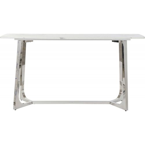 Console Élégante Marbre Blanc Et Acier Pour Salon