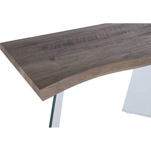 Console Élégante En Verre Et Bois Gris Moderne