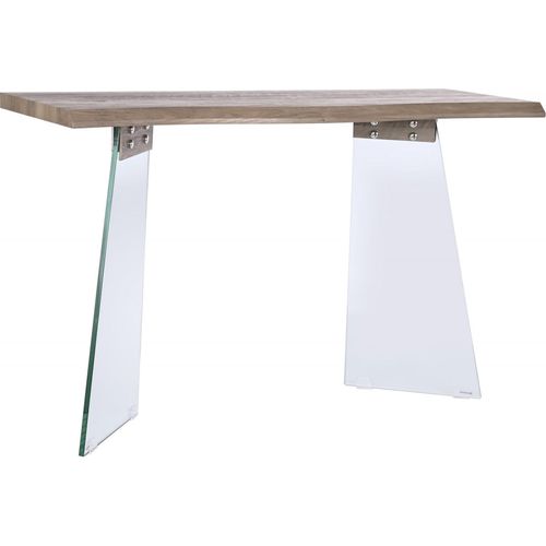 Console Élégante En Verre Et Bois Gris Moderne