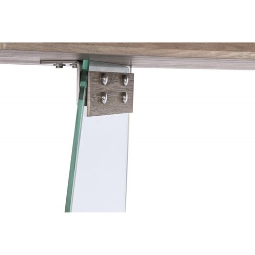 Console Élégante En Verre Et Bois Gris Moderne