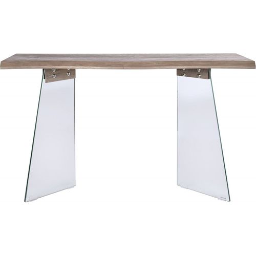 Console Élégante En Verre Et Bois Gris Moderne