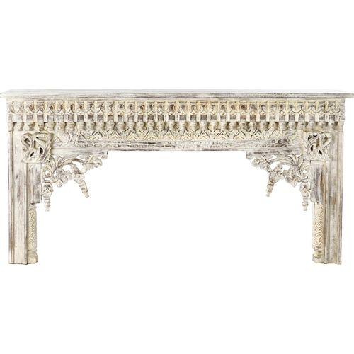 Console Élégante En Manguier Blanc Vieilli Pour Entrée