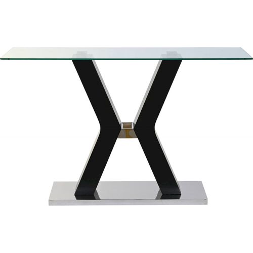 Console Élégante En Verre Trempé Noir Chic Et Pratique