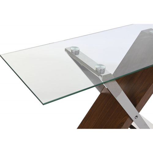 Console Style Contemporain En Verre Et Acier Élégant