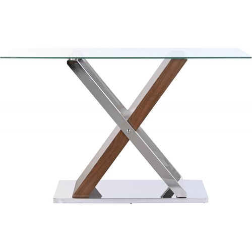 Console Style Contemporain En Verre Et Acier Élégant