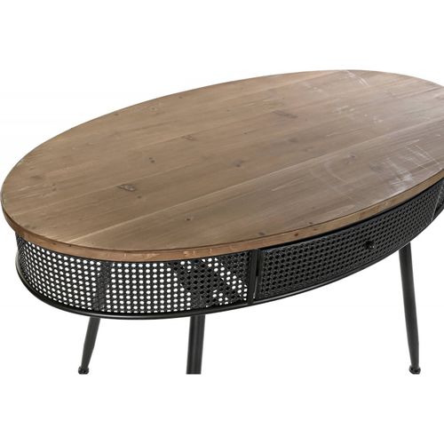 Console Industrielle Chic En Bois Et Métal Noir