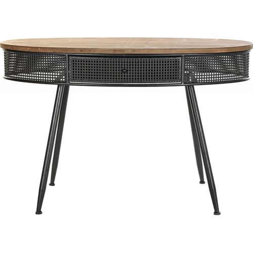 Console Industrielle Chic En Bois Et Métal Noir