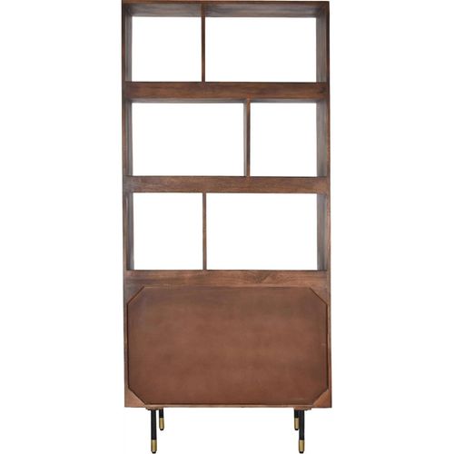 Etagère Murale Élégante Bois Sombre Et Dorure