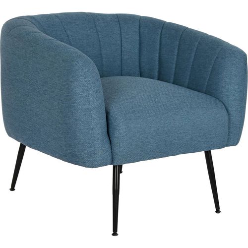 Fauteuil Bleu Élégant En Polyester Avec Pieds Dorés