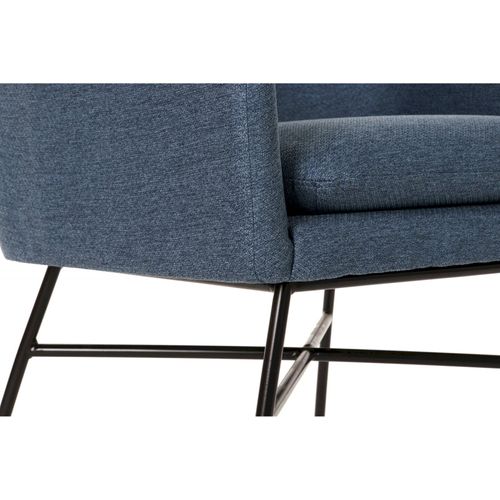 Fauteuil Élégance Moderne En Polyester Bleu Et Métal