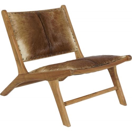 Fauteuil Tendance En Teck Et Cuir Pour Salon Chic