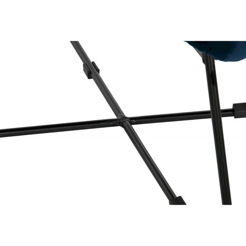 Fauteuil Élégant Velours Bleu Et Pied Métal Chic