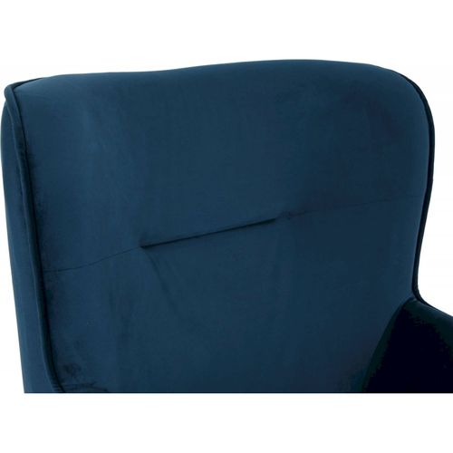 Fauteuil Élégant Velours Bleu Et Pied Métal Chic