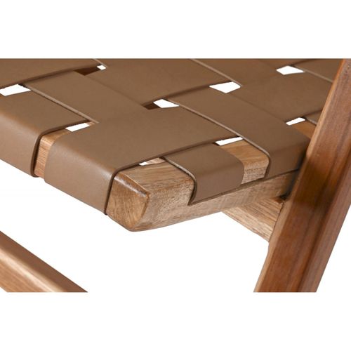 Fauteuil Style Cosy En Teck Et Assise Cuir Beige