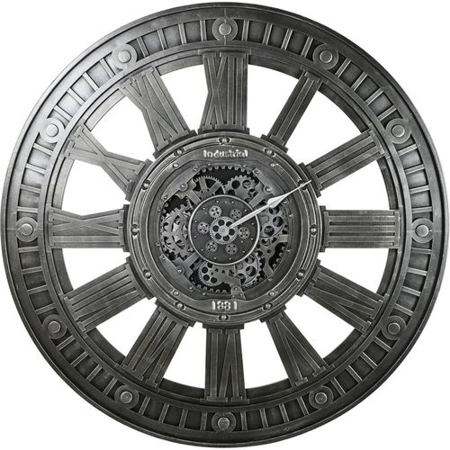 Horloge Murale Patère Style Industriel Argenté Élégant