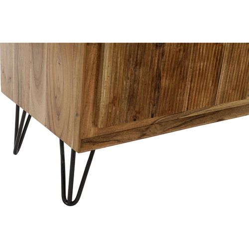 Meuble TV Élégant En Acacia Marron Et Noir