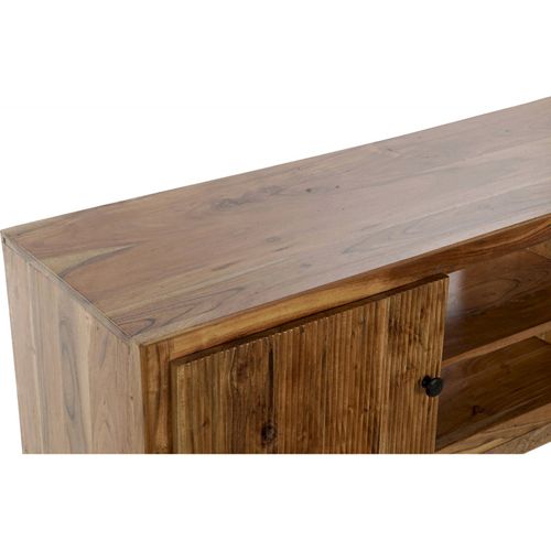 Meuble TV Élégant En Acacia Marron Et Noir