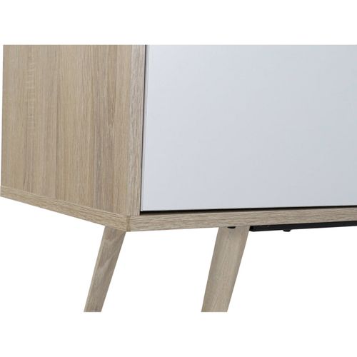 Meuble TV Élégant Blanc Et Bois Pour Salon Moderne