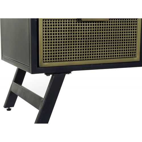 Meuble TV Élégant Noir Avec Finitions Dorées Et Rangement