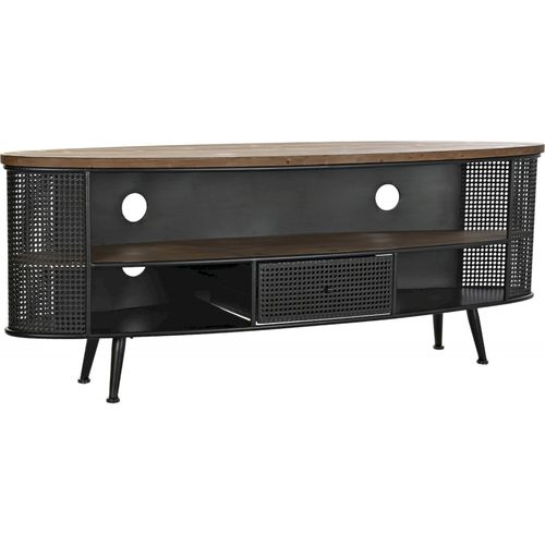 Meuble TV Élégant Épicéa Et Métal Pour Salon Moderne