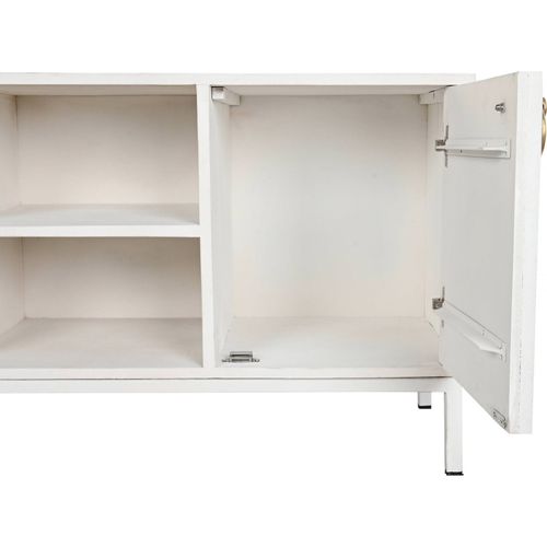 Meuble TV Blanc Et Doré En Métal Et Bois Exotique