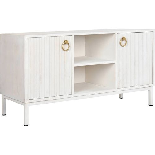 Meuble TV Blanc Et Doré En Métal Et Bois Exotique