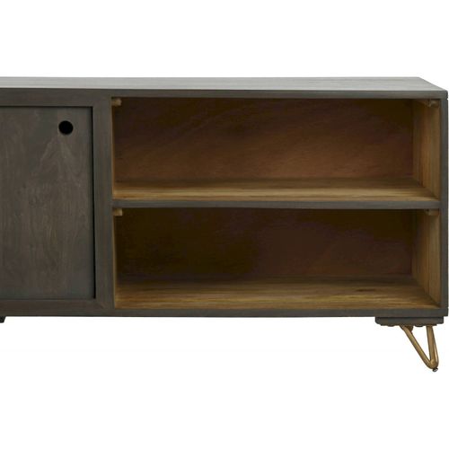 Meuble TV Élégance Bois Exotique Et Métal Marron