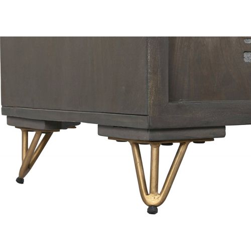 Meuble TV Élégance Bois Exotique Et Métal Marron