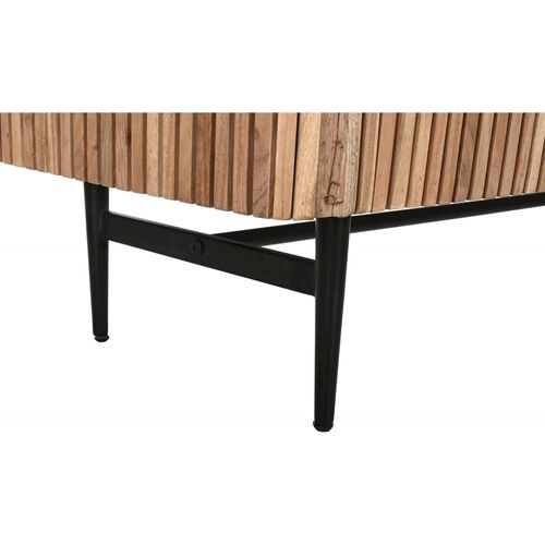 Meuble TV Élégance Acacia Et Marbre Noir Chic