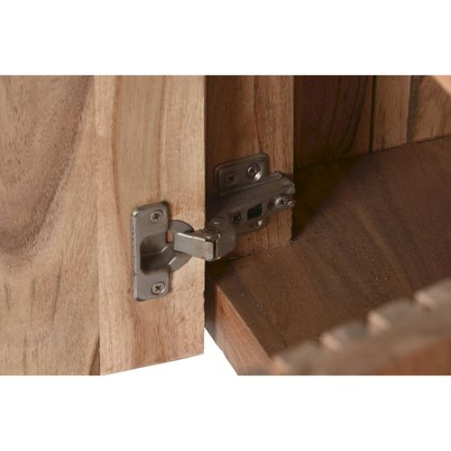 Meuble TV Élégance Acacia Et Marbre Noir Chic