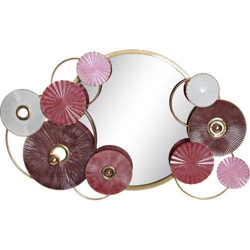 Miroir à Cercles Métalliques Rose Et Blanc Chic