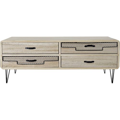 Meuble TV En Paulownia Élégant Et Métal Noir