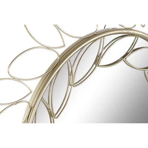 Miroir Floral Élégant Et Lumineux En Métal Doré