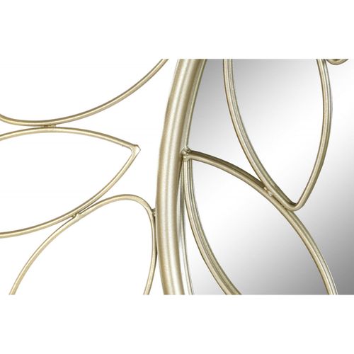 Miroir Floral Élégant Et Lumineux En Métal Doré