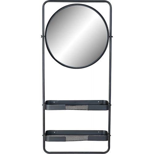 Miroir Mural Design Noir Avec Étagère Élégante