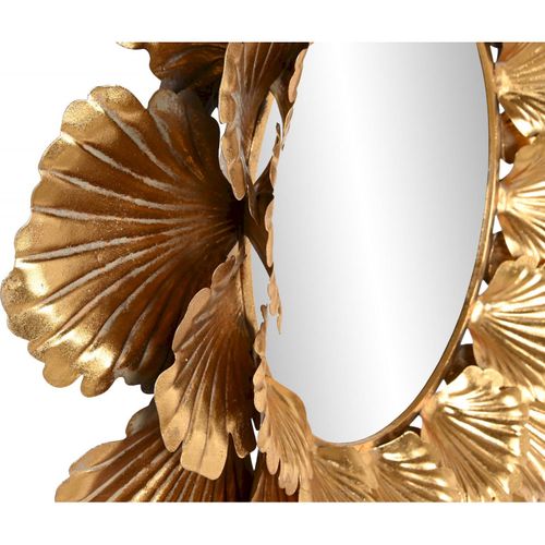 Miroir Mural Élégant En Métal Finition Dorée