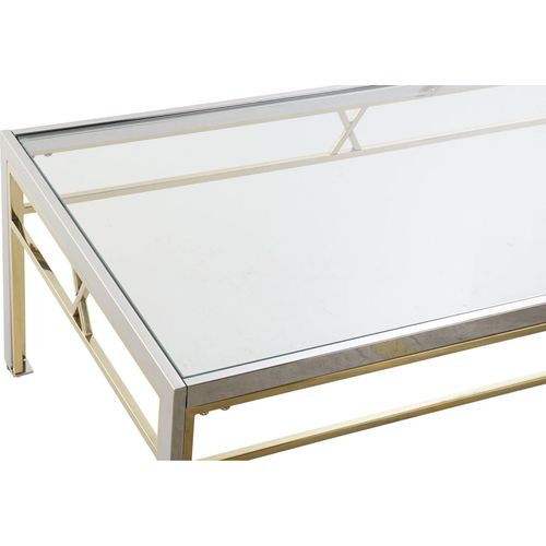 Table Basse Design En Verre Et Acier Argenté Élégant