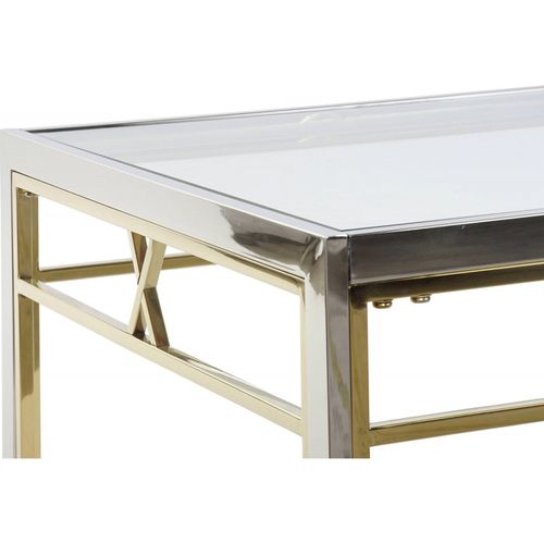 Table Basse Design En Verre Et Acier Argenté Élégant