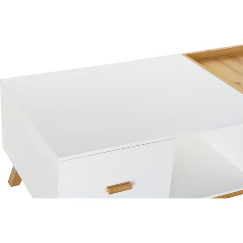 Table Basse Design Blanc Marron Avec Rangement