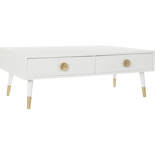 Table Basse Design Mandala En Blanc Et Doré Élégante