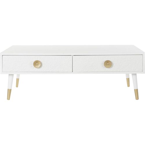 Table Basse Design Mandala En Blanc Et Doré Élégante