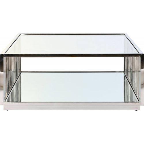 Table Basse Éclat Miroir Et Acier Pour Salon Moderne