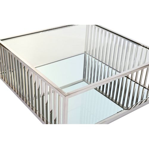 Table Basse Éclat Miroir Et Acier Pour Salon Moderne