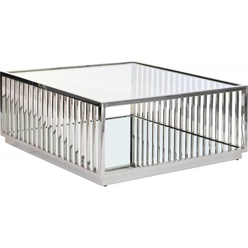 Table Basse Éclat Miroir Et Acier Pour Salon Moderne