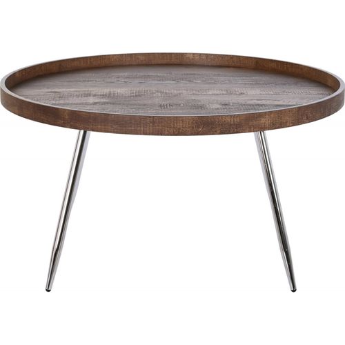 Table Basse Chic Bois Et Argent Pour Salon Moderne