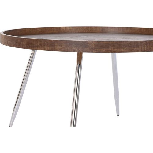 Table Basse Chic Bois Et Argent Pour Salon Moderne