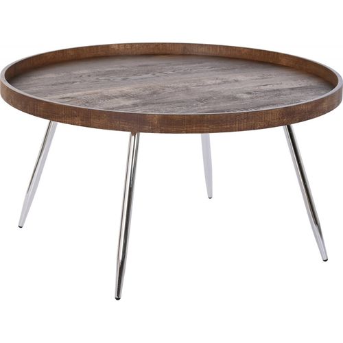 Table Basse Chic Bois Et Argent Pour Salon Moderne